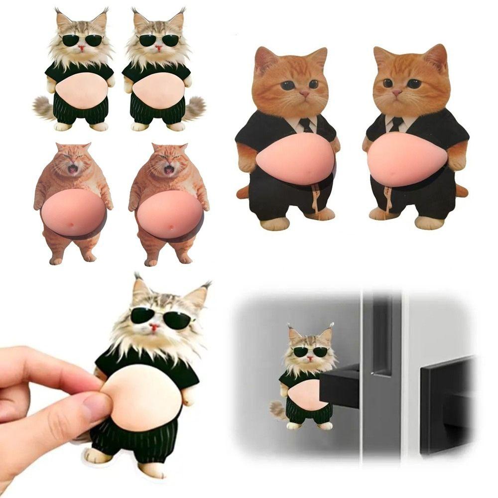 2Pcs Soft Silicone Soft Belly Sticker Cartoon Kitten Animal Decals  Phone Case Decoration