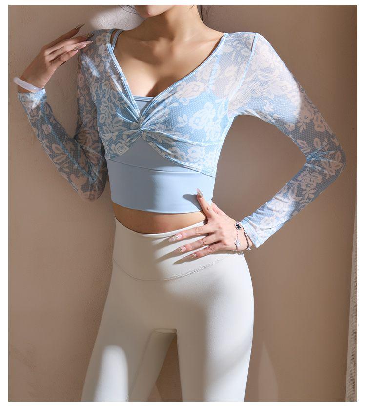 Women's Sexy Long Sleeve T-Shirt with Chest Pad Faux Two-Piece Sportswear - International Style