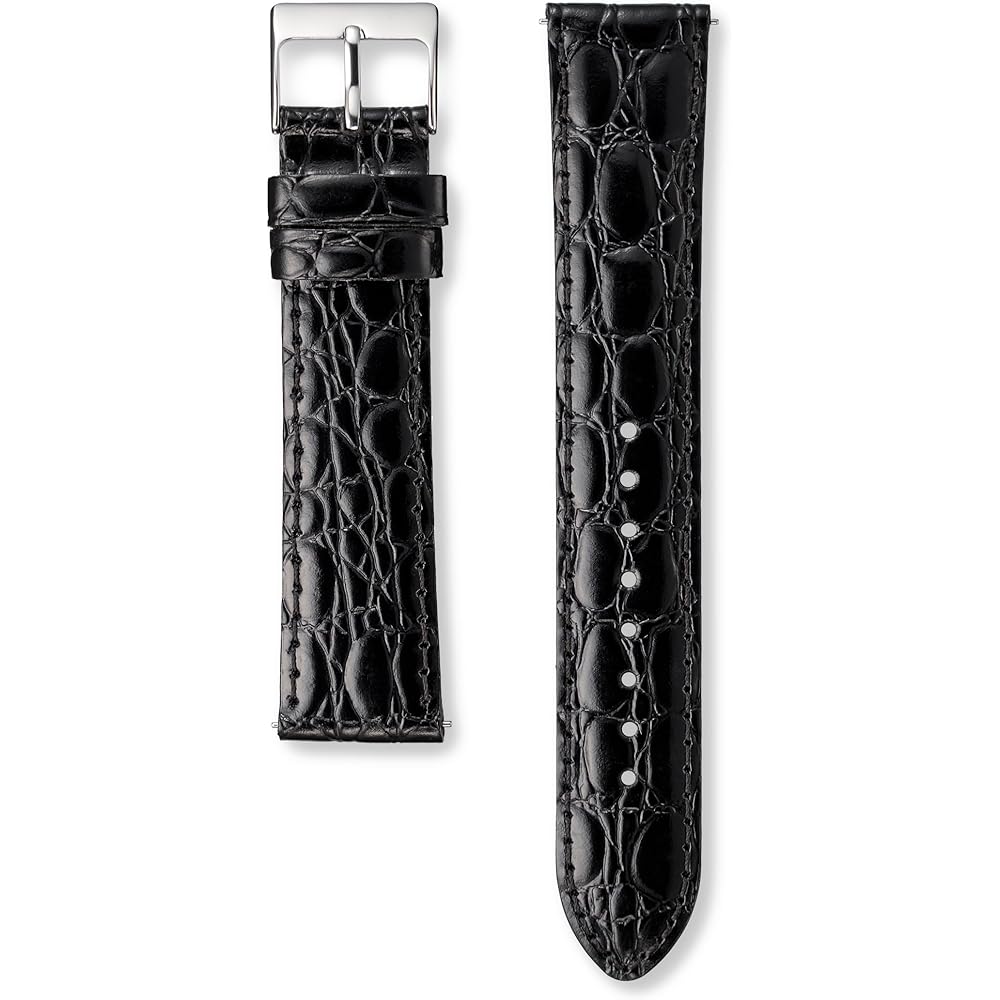 Seiko Watch Men s Smart Change Genuine Leather Crocodile Pattern Slim Design 20mm Band Black