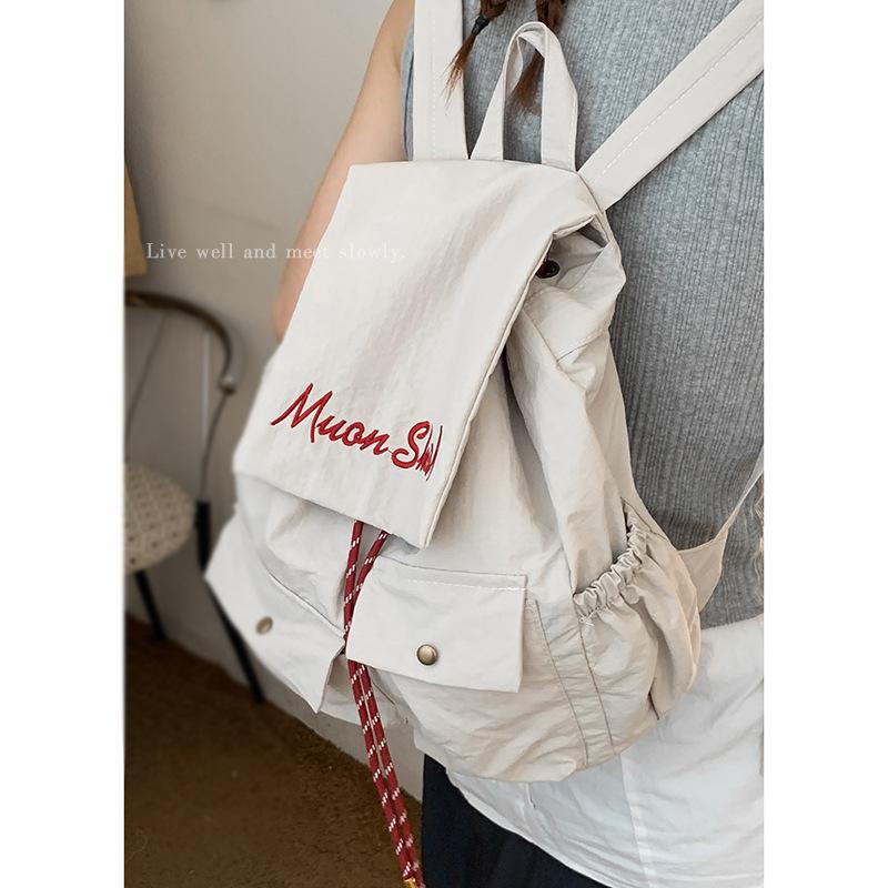 Korean version embroidered letter backpack bag women's 2025 new fashion college style casual large-capacity student schoolbag