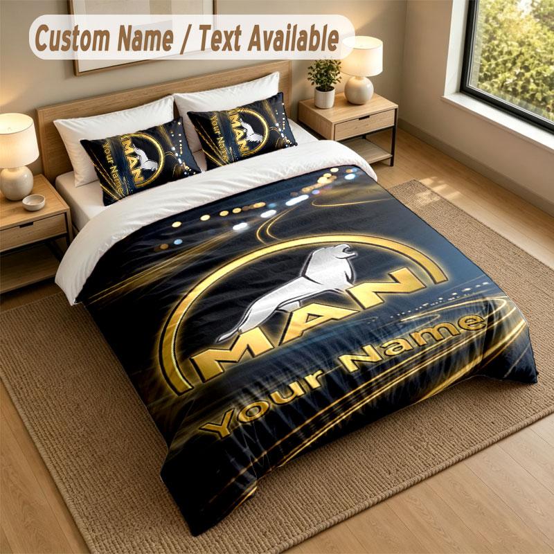 Set Biancheria da Letto 1 Copripiumino 2 Federe Stampa Camion MAN Morbido Tessuto per Letto Decorazione Camera da Letto