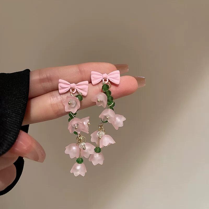 Sweet Super Fairy Flower Fringed Earrings Internet Celebrity Temperament Girl Stud Earrings Earrings Korean New Earrings