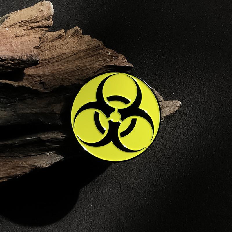 Contemporary Badge Metal Geometric Nuclear Radiation Brooch For Fashionforward Individuals
