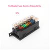 5pin Car Relay Automotive Fuse Box Holder Portable Lightweight 6x Relay