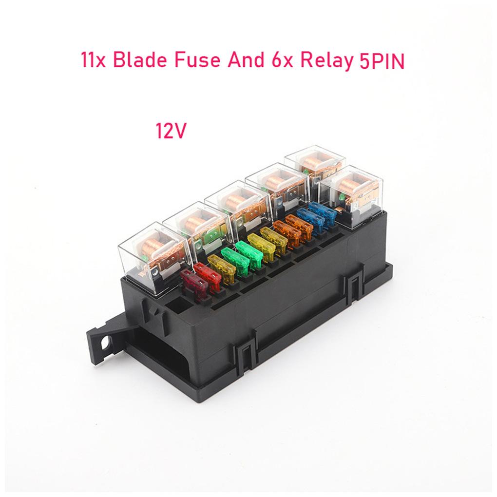 5pin Car Relay Automotive Fuse Box Holder Portable Lightweight 6x Relay