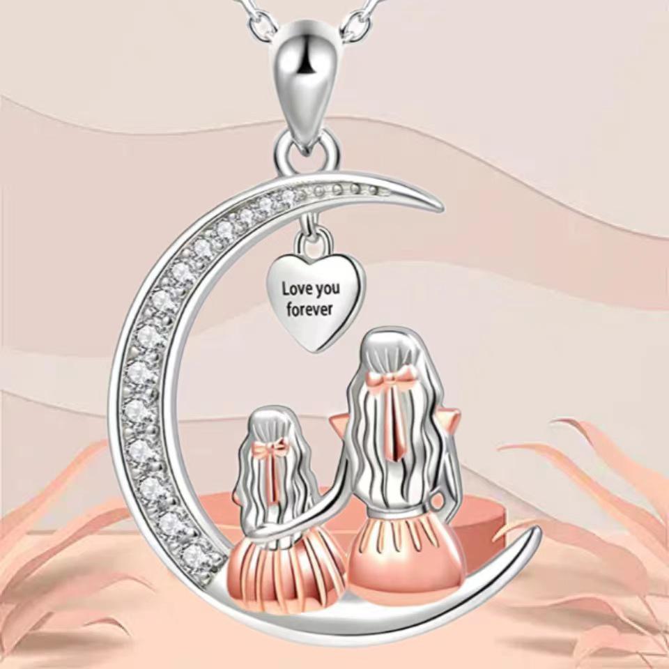 Yun Jin Elegant Crescent Moon Personalized Necklace - Simple Mother s Day Gift for Women