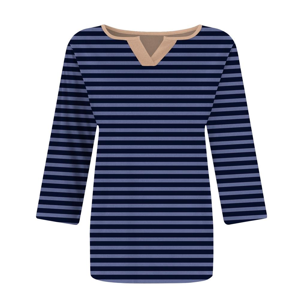 Women's Stand Collar 3/4 Sleeve Printed Top T-shirt