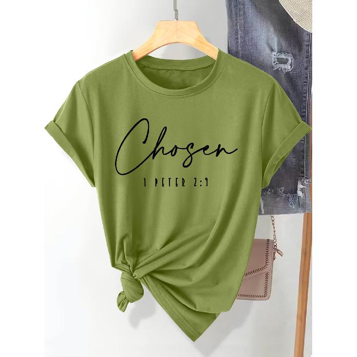 Women's Short Sleeve T Shirt Chosen Printed round neck machine washable comfortable Soft Breathable and suitable for spring summer