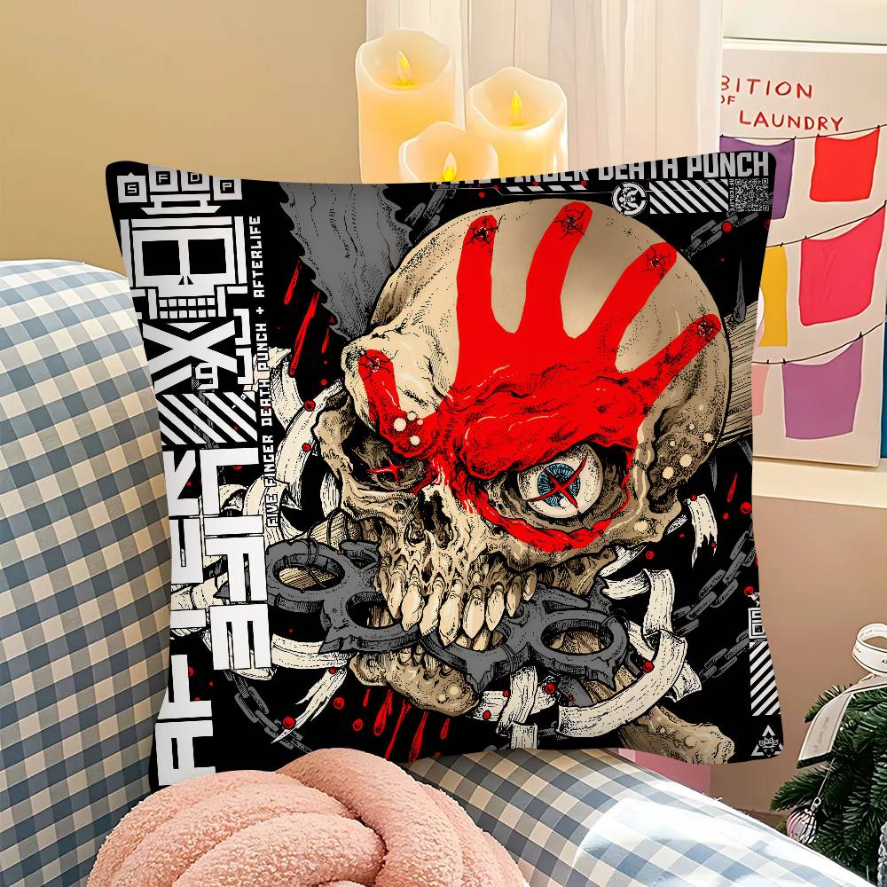 

pc Vintage FFive Finger Death Punch Band Pillow Case Fashion Square Pillowcase Bedroom Sofa Room Ins Decoration Leisure 40x40 cm