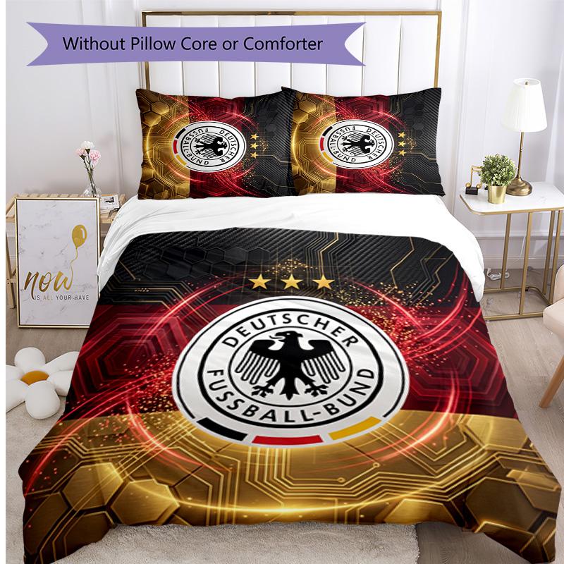 Germany Football Printed Bedding 3 Piece Set Cozy Breathable Bed Cover Set as Housewarming Holiday Gift