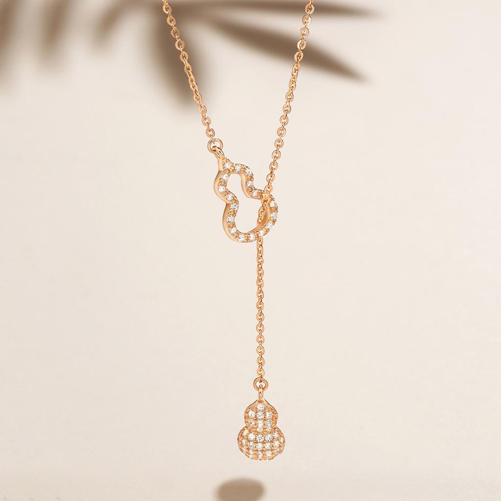 Fashionable Zircon Micro-Set Gourd Pendant Necklace Elegant And Versatile Light Luxury Jewelry