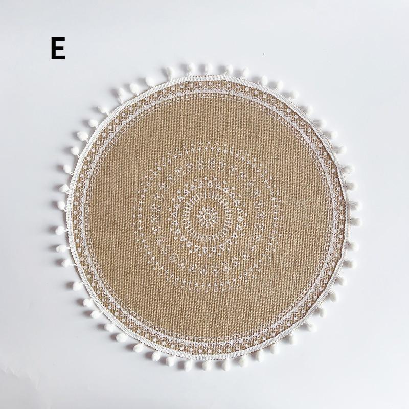 1PC Rundes Tischset mit Blumendruck im nordischen Stil, rutschfestes Tischset, Wärmedämmung, Möbeldekorationsmatte, Kaffeetassenmatten