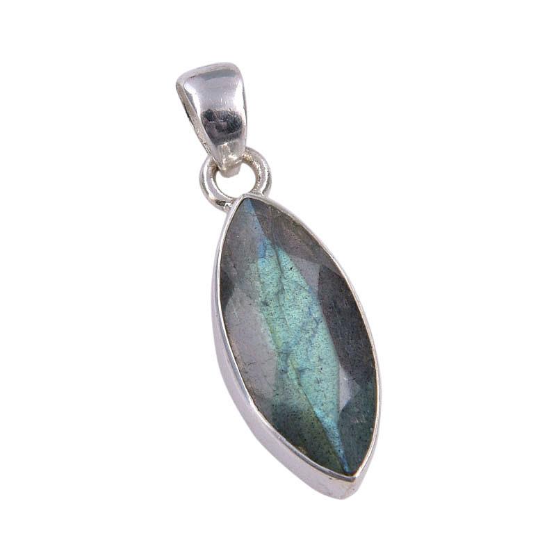 Natural Labradorite Gemstone 925 Solid Sterling Silver Gift Pendant 1.25" b0L53