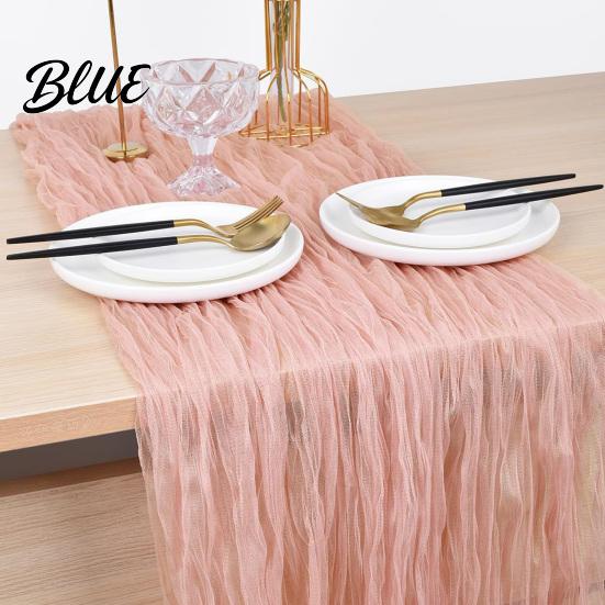 Rustic Gauze Table Runner Cheesecloth Runner 10FT Fabric Boho Wrinkled Decorative for Holiday Dinners Sheer Wedding Party Bridal Shower Long