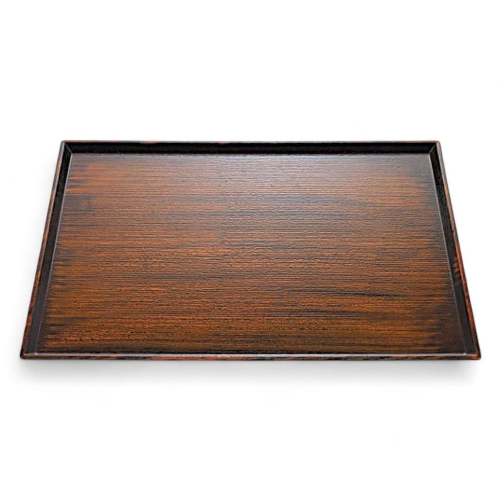 Clear Stream Long Wood Grain Tray Tochigi Lacquerware Made In Japan J-kitchens 3-Shaku (Tray/Tray) Wood, Non-Slip, 39cm, (ABS Resin),