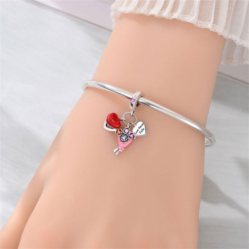 Charms Copper Hedgehog Lucky Clover Rose Cherry Blossom Beads Fit Bracelet Fine Women Diy Jewelry Gifts