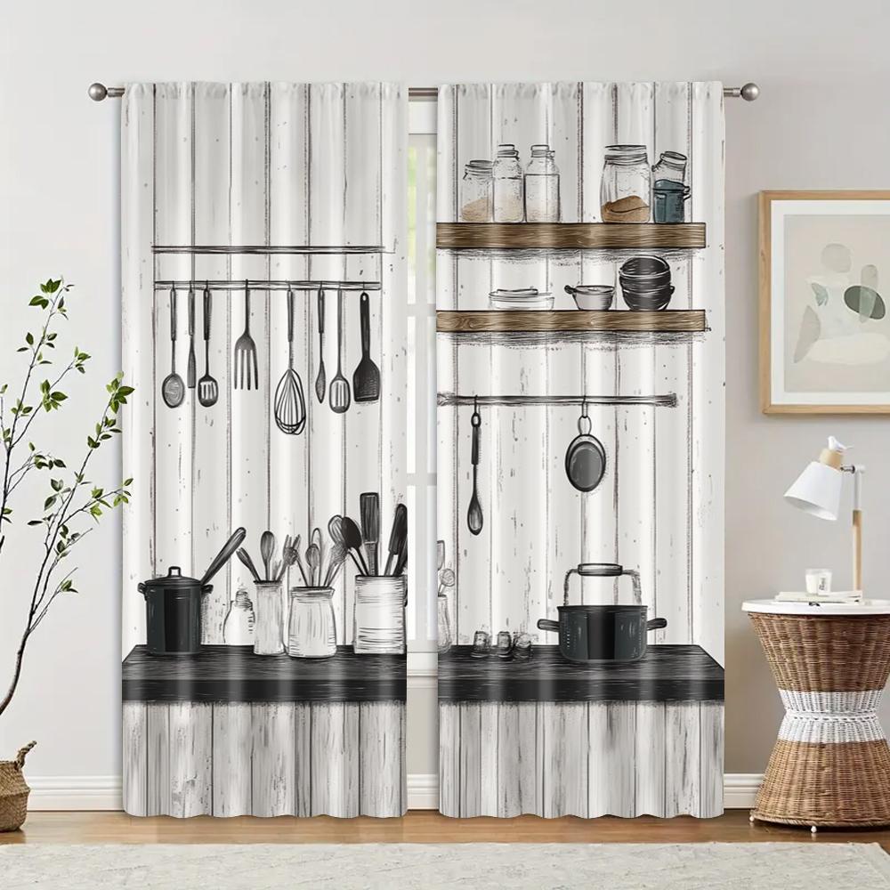 2 Stück, Vorhänge&Fensterdekoration 2D-Druck Küchenregeln Bauernhof Maschinenwaschbarer Stoff (ohne Stange) Dekorationen Für Zuhause Perfekt