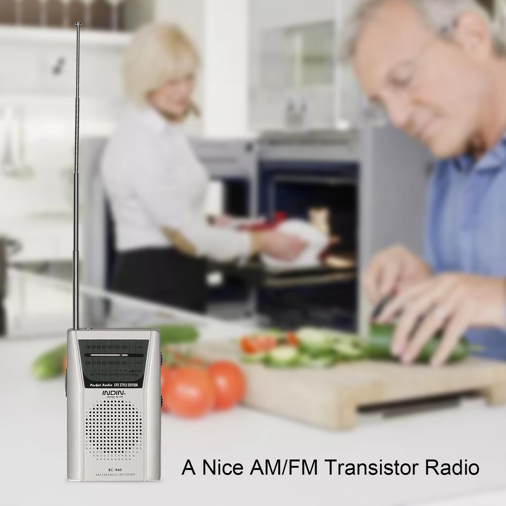 INDIN BC-R60 AM FM Mini radio portatile tascabile alimentata a batteria