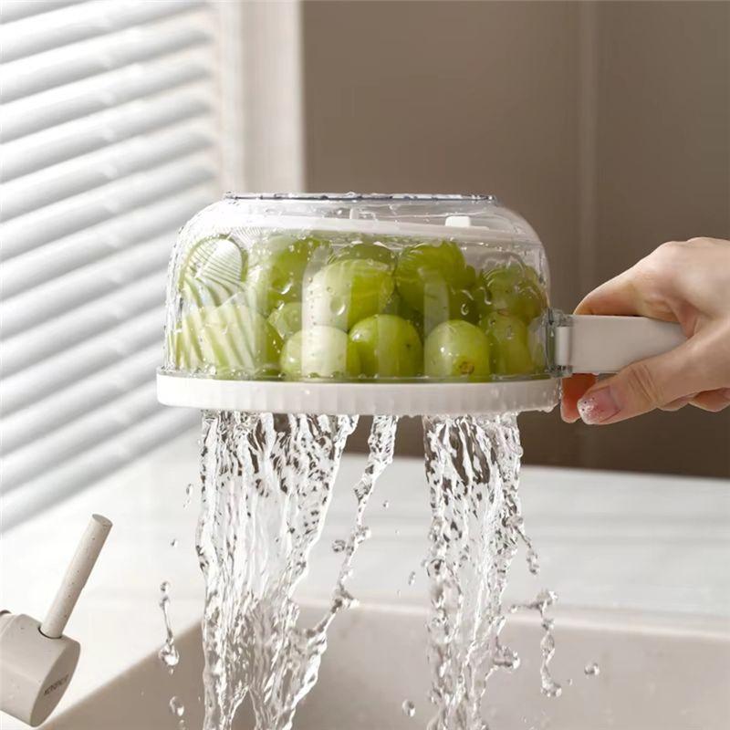 AEE2-Multifunctional Folding Drain Basket,Fruit & Vegetable Washing Bowl, Plastic Colander With Water-Filtering Basin