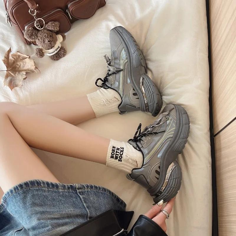 Fashion 2025 Hot Sale Mesh Women's Vulcanize Shoes Outdoor Mixed Colors Platform Lace Up Women Sneakers Versatile Ladies Casual Shoes