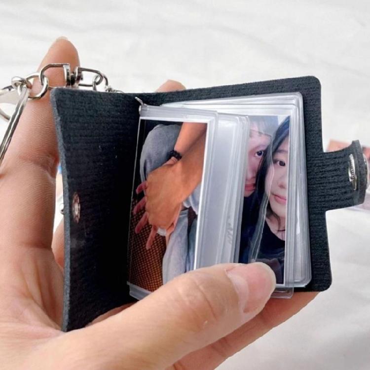Small Sized Photo Holder Albums Keychains Sturdy PU Leather Portable Accessory for Souvenir Crafting Supplies Daily Use