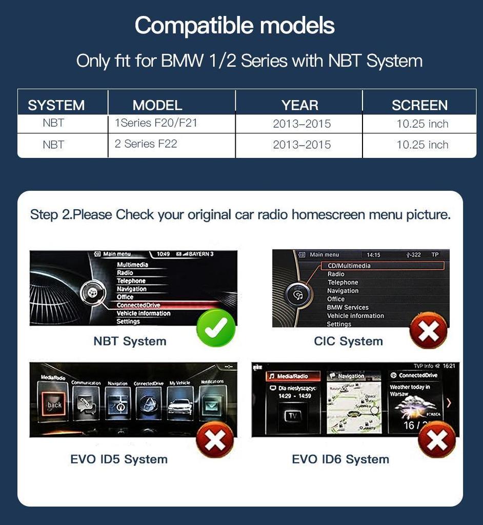 BMW 1-5 Series Wireless Carplay & Android Auto Multimedia Touchscreen
