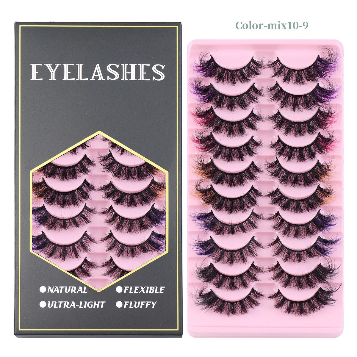 

Imitation Fried Mink Hair False Eyelashes 10 Pairs Of Colored Eyelashes Curled Thick Eyelashes