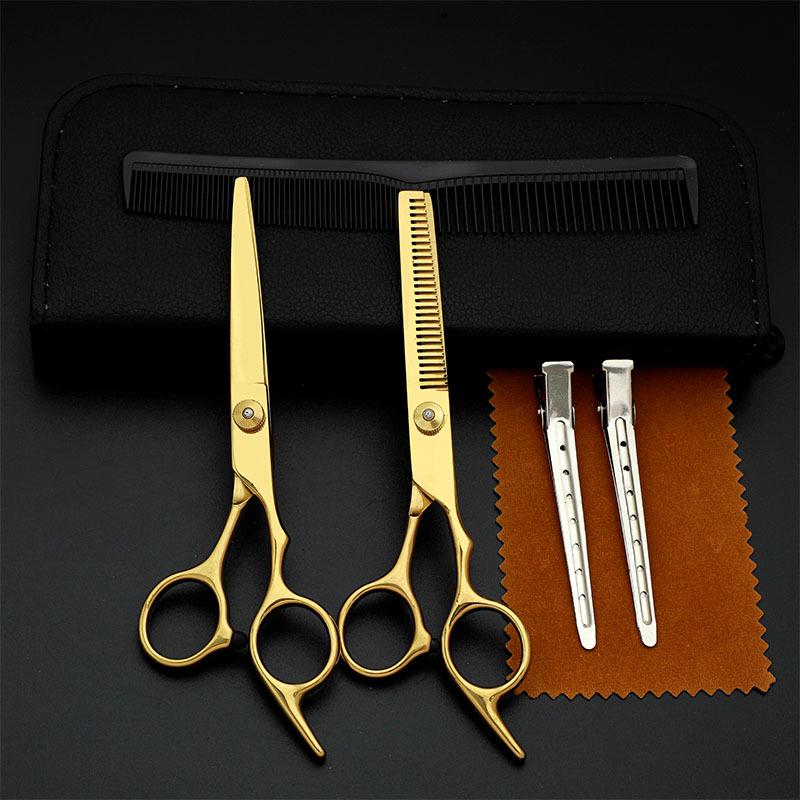 Multi-Color Hairdressing Scissor Set: Flat & Tooth Scissors for Salon Use