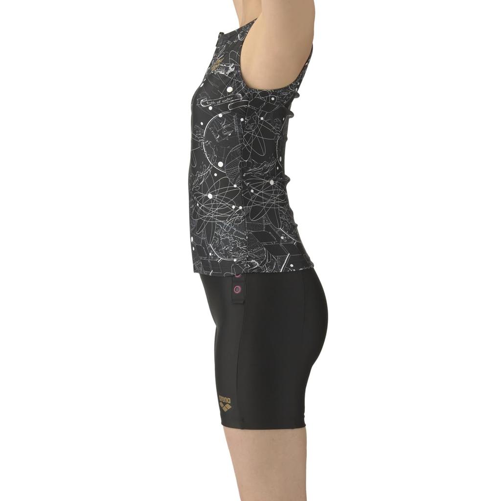 Swimsuit Fitness Separates Mid Insert Black x Black L [Arena] (Cover Back, Leg, Pad) Women's (BKBK)