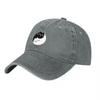 Yin Yang Cat Design Washed Canvas Baseball Cap Unisex Adjustable Hat for Unisex and Women Casual Streetwear Style Fashion Accessory
