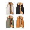 Men Winter Waistcoat Velvet Lining Corduroy Vest Coat Lapel Sleeveless Single-Breasted Thickened Vest with Pockets