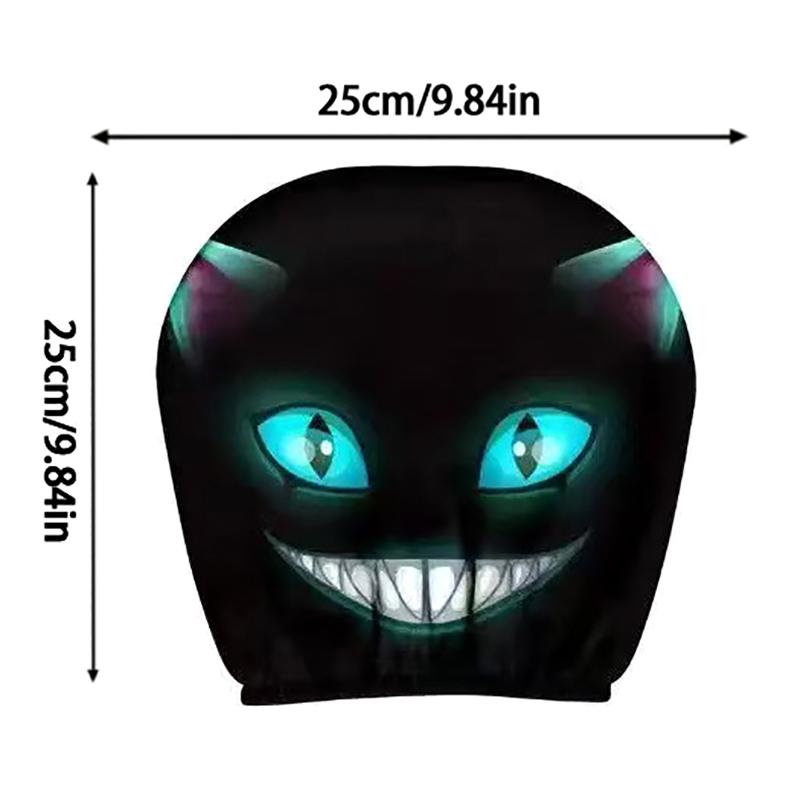 1pcs Smiley Face Printed Car Pillowcase Soft Comfortable Decorative Cushion Cover Auto Seat Headrest Washable Polyester Fabric