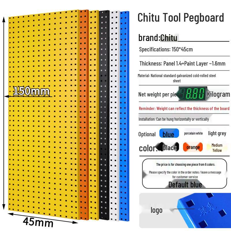 Chi Tu Tools Wall-Mounted Pegboard Rack - Square Hole Storage Organizer with Hooks