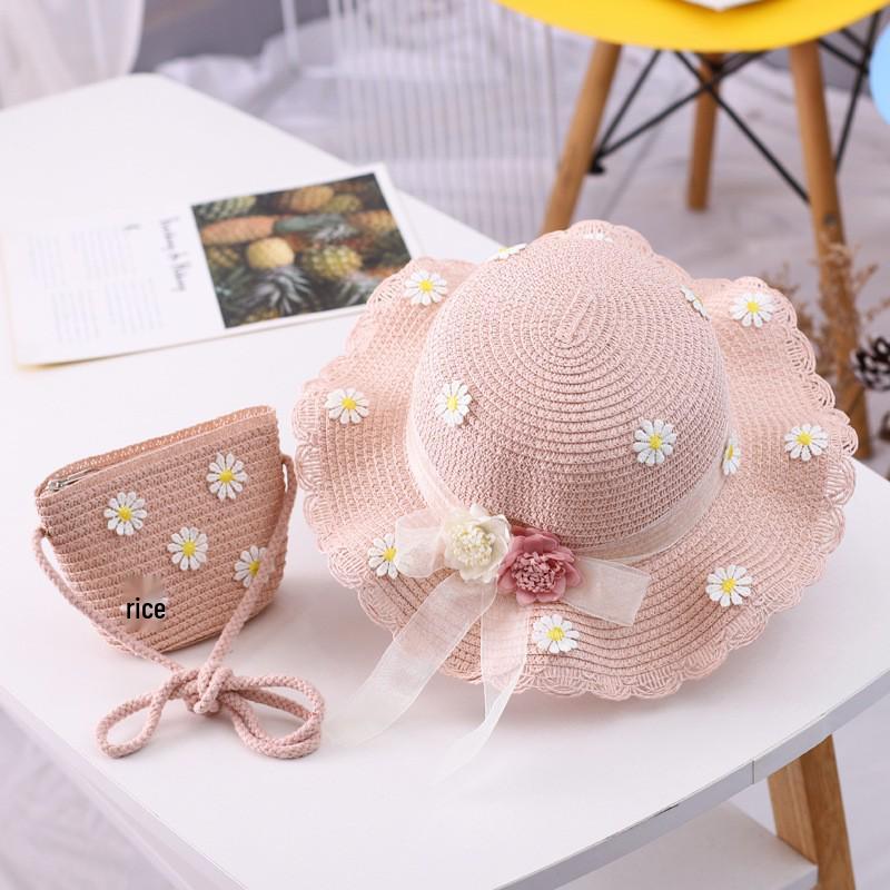 

Дитячий літній пляжний хвилястий солом яний сонцезахисний капелюх – Свіжий стиль Подарунок на день народження Children s Hat 52-54cm