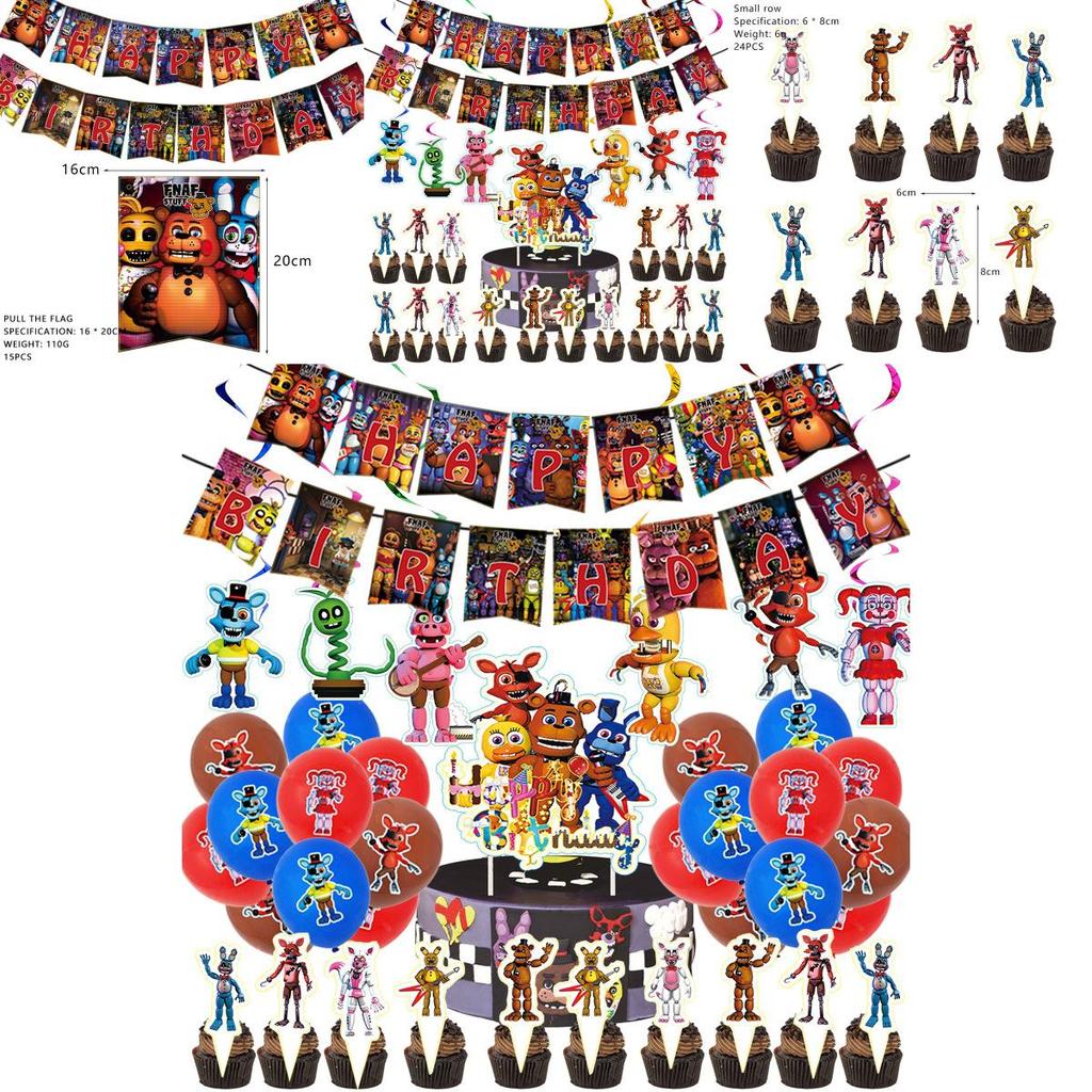 Vibrant Five Nights At Freddy's Balloon Banner For Enhanced Birthday Atmosphere
