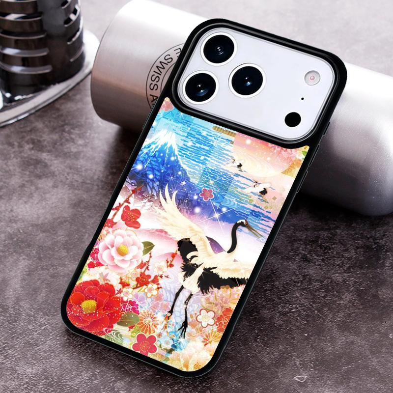 Japanese Style Floral Texture Phone Case for iPhone 17 16 15 Pro Max Air 14 13 12 11 Plus Shockproof Cover