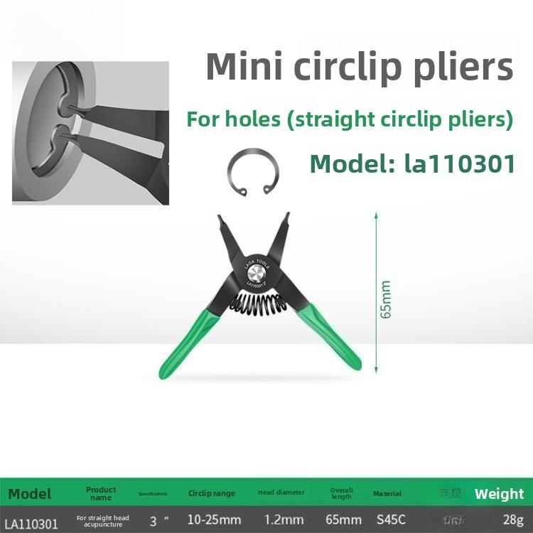 3 Inch Mini Circlip Pliers, Small Snap Ring Pliers, Internal External Straight Bend Tip