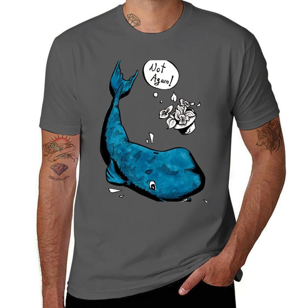 Cartoon Blue Whale Comic Style Tshirt Stylish Print Short Sleeve Tee Tshirt