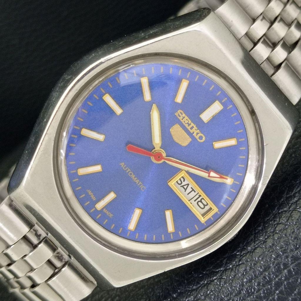GENUINE VINTAGE SEIKO 5 AUTOMATIC 6309A JAPAN MENS BLUE DIAL WATCH A702621-1 R209-a702621