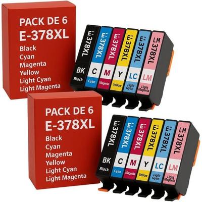 Pack of 12 Compatible Cartridges EPSON 378 XL Expression Photo XP-8500, 8505, 8600, 8605, 8606, 8700, & XP-8500 Small-in-One