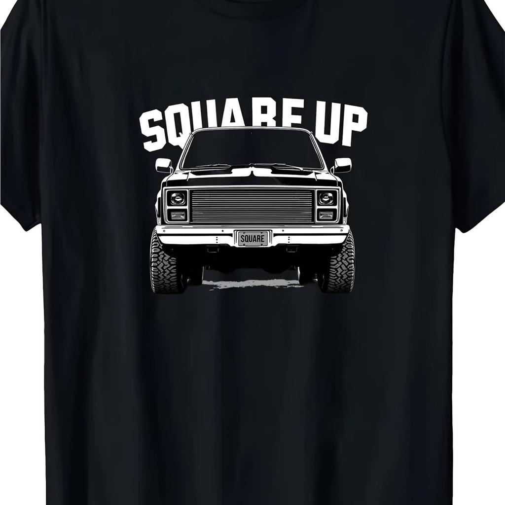 Square Up Graphic Tshirt Men Trendy Cotton Crew Neck Casual Short Sleeve Tee Shirt Summer Streetwear For Everyday Activities