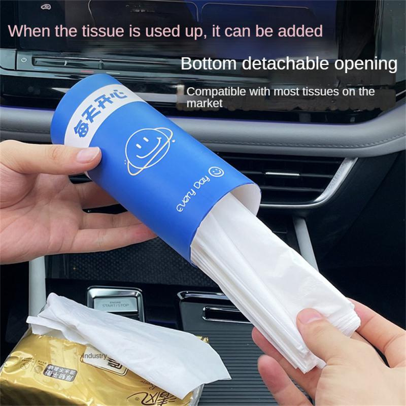 1~10PCS Cartoon Interior Decoration Creative Circular Paper Mouth Design Car Accessories Car Tissue Box Portable