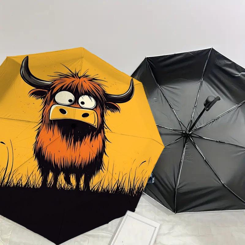 Adorable Highland Cow Print Umbrella - Auto Open/Closed, Outdoor Gear, Travel Accessory, Lightweight & Durable 176