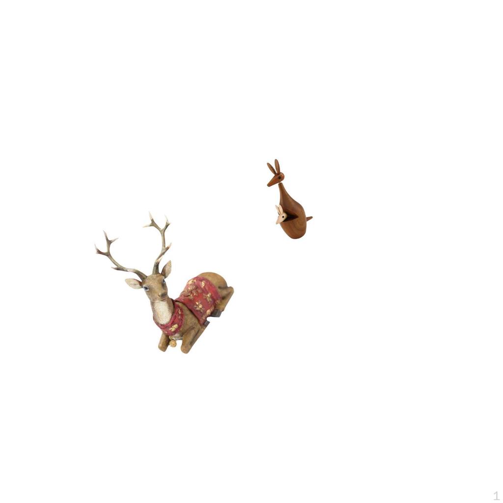 Reindeer Elk Sculpture Tabletop Ornament Deer Figurine Statue for Living Room Office Bedroom