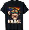 Monkey Pride Rainbow Sunglasses Graphic Tee Casual Cotton Short Sleeve T-Shirt for Men