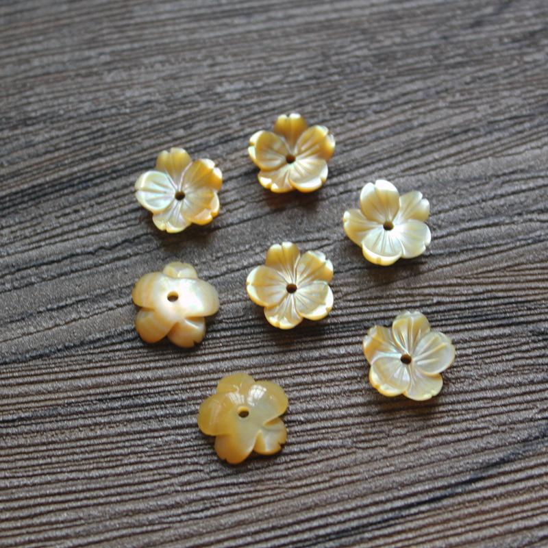 FishPeach 10Pcs/lot 8-10MM White Natural Mother Pearl Flower Seashell Stone Shell Beads For Women Diy Jewelry Accessories Making
