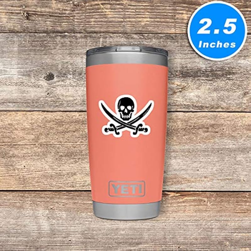 Pirate Sticker Skull and Bones Stickers 3 Inch Laptop Stickers - for Laptop, Phone, Water Bottle (3 Pack) S214407