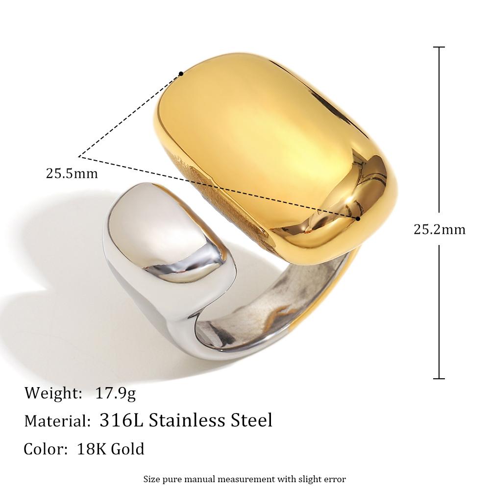 

MamacitaSlay 316L Stainless Steel Two Tone Asymmetrical Open Ring Party Waterproof Jewelry Women s Creative Ring 2026 Trend Gift 8