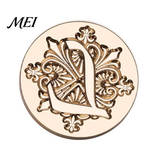 Decorative Wax Seal Stamp Iris A-Z Initial Alphabet Head, Brass Engraved Vintage Sealing Head for Wedding Invitations Envelopes Journal Gift Packaging