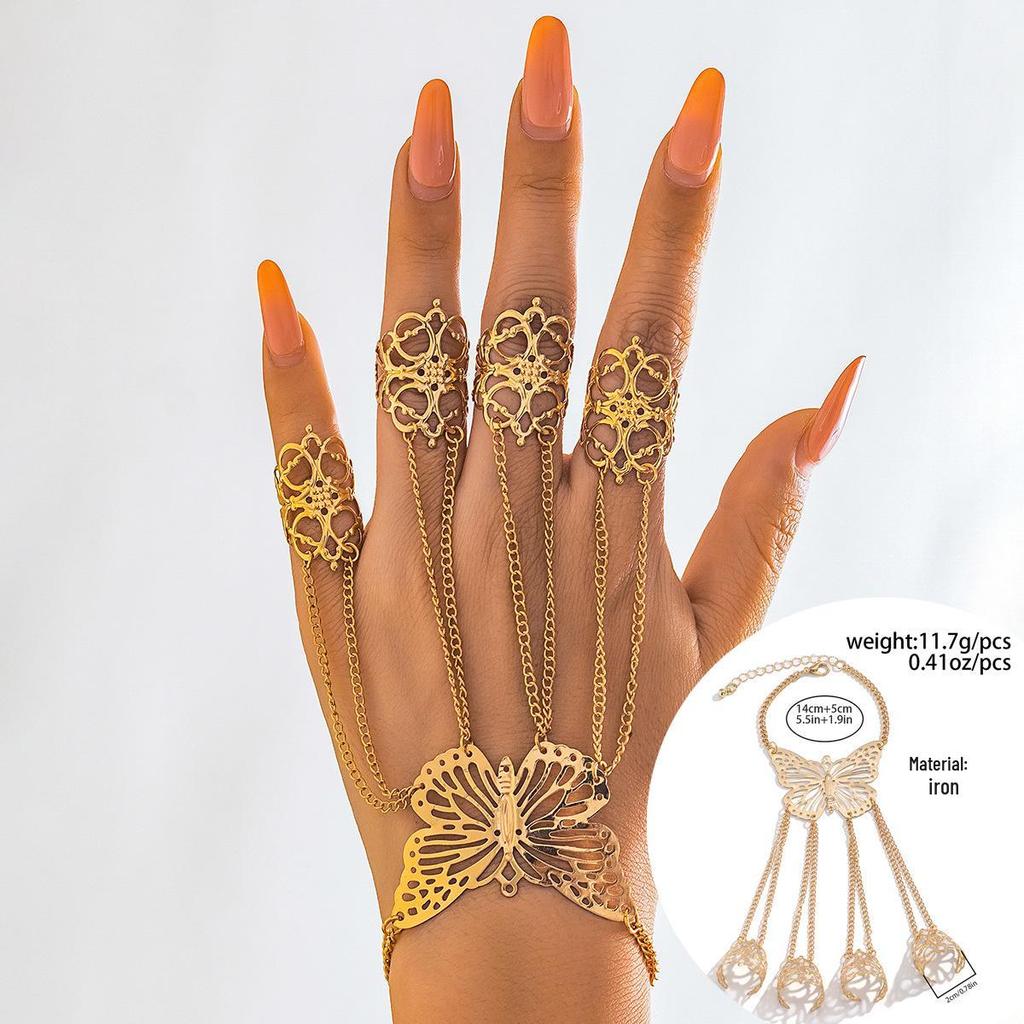 Gotycka Bransoletka na Palec z Koralikami w Kształcie Stożków i Chwostami